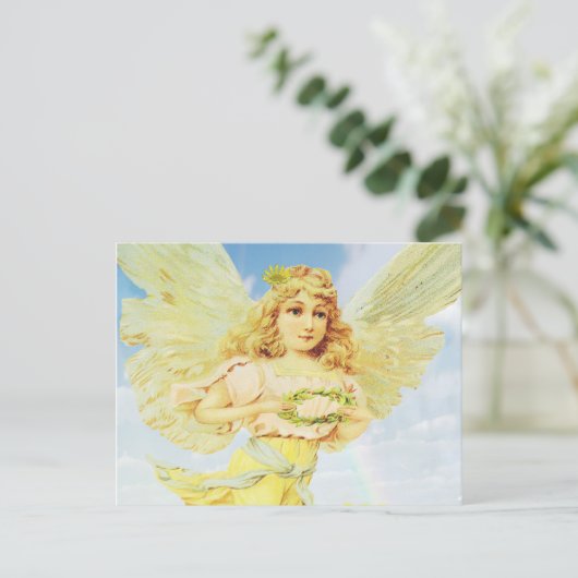 Angel mit Kranz Postkarte (Stehend Vorderseite)