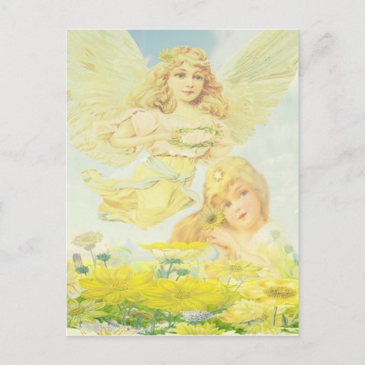 Angel mit Kranz Postkarte (Vorderseite)