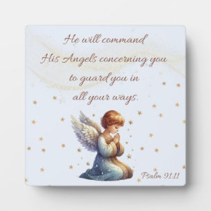 Angel mit Psalm 91:11 Fotoplatte