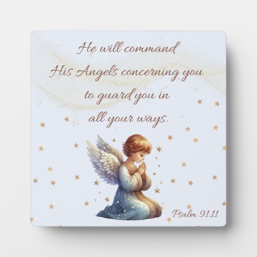Angel mit Psalm 91:11 Fotoplatte (Vorderseite)