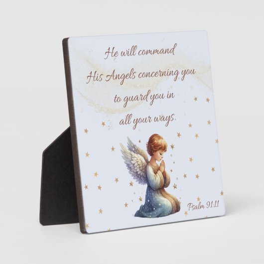 Angel mit Psalm 91:11 Fotoplatte (Vorderseite)