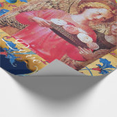 ANGEL MIT ROSE ,BLAUER FLORAL CHRISTMAS PARCHMENT GESCHENKPAPIER (Ecke)