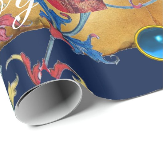 ANGEL MIT ROSE ,BLAUER FLORAL CHRISTMAS PARCHMENT GESCHENKPAPIER (Rolleneckpunkt)