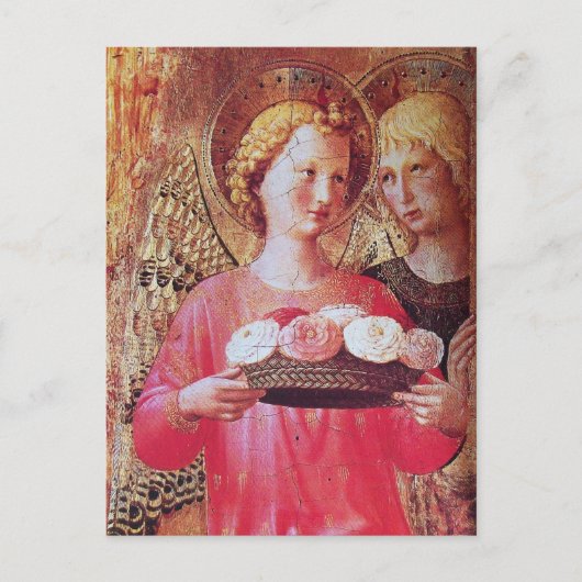 ANGEL MIT ROSE CHRISTMAS FEIERTAGSPOSTKARTE (Vorderseite)