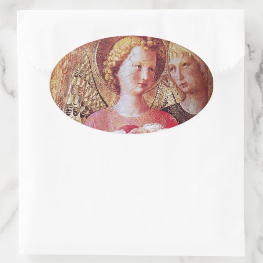 ANGEL MIT ROSE OVALER AUFKLEBER (Tasche)