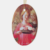 ANGEL MIT ROSE Pink Amethyst Gem Stein Keramikornament (Links)