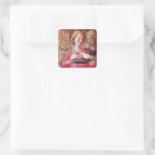 ANGEL MIT ROSE QUADRATISCHER AUFKLEBER (Tasche)