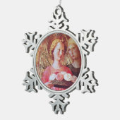 ANGEL MIT ROSE SCHNEEFLOCKEN Zinn-Ornament (Rechts)