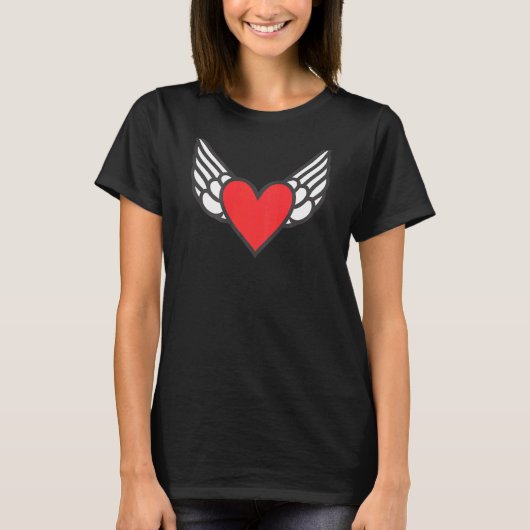 Angel mit rotem Herzen auf der Rückseite T-Shirt (Vorderseite)