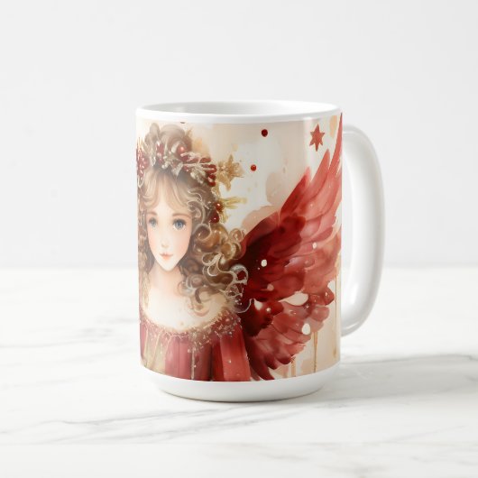 Angel mit roten Flügeln Kaffeetasse (VorderseiteRechts)
