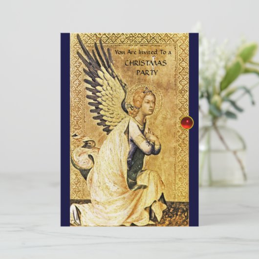 ANGEL MONOGRAM, Red Ruby Einladung (Stehend Vorderseite)