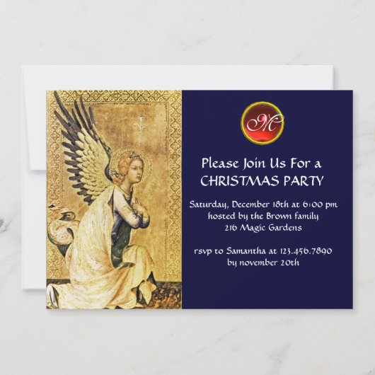 ANGEL MONOGRAM, Red Ruby Einladung (Rückseite)