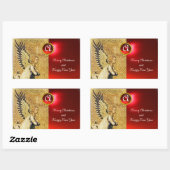 ANGEL MONOGRAM, Red Ruby Rechteckiger Aufkleber (Blatt)