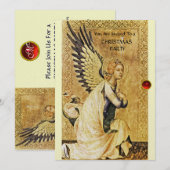 ANGEL MONOGRAM, Rotes Ruby, weißes Eis Einladung (Vorne/Hinten)
