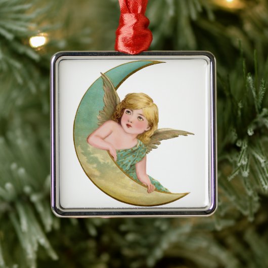 Angel Moon Painting Ornament Aus Metall (Baum)