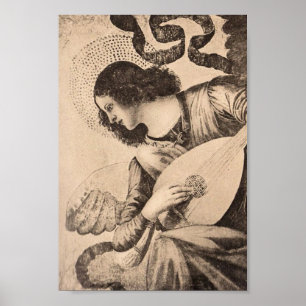Angel Musician in Sepia Poster