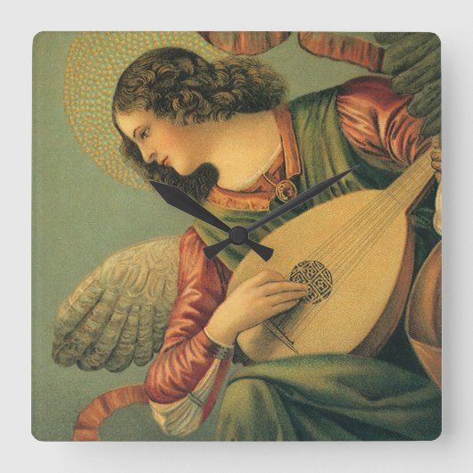 Angel Musician, Melozzo da Forli, Renaissance Art Quadratische Wanduhr (Vorderseite)