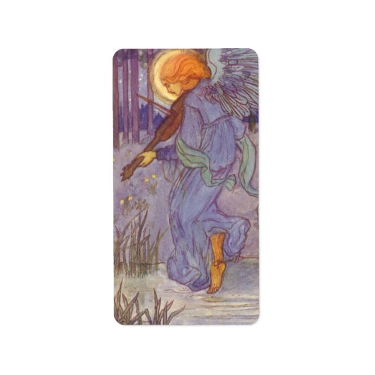 Angel Musician Violine spielen, Vintage Musik Adressaufkleber (Vorne)