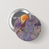 Angel Musician Violine spielen, Vintage Musik Button (Vorne & Hinten)