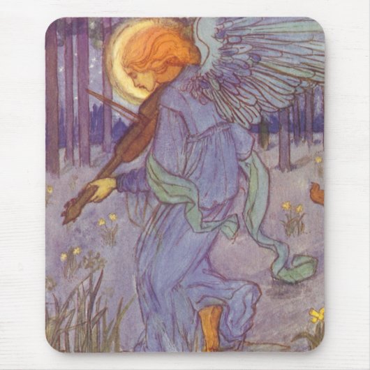 Angel Musician Violine spielen, Vintage Musik Mousepad (Vorne)