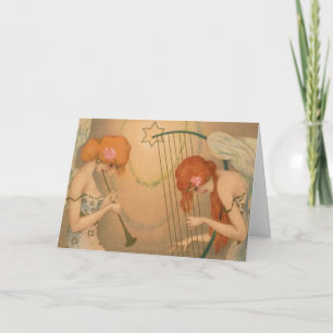 Angel Musicians Vintag Music Viktorianische Christ Feiertagskarte
