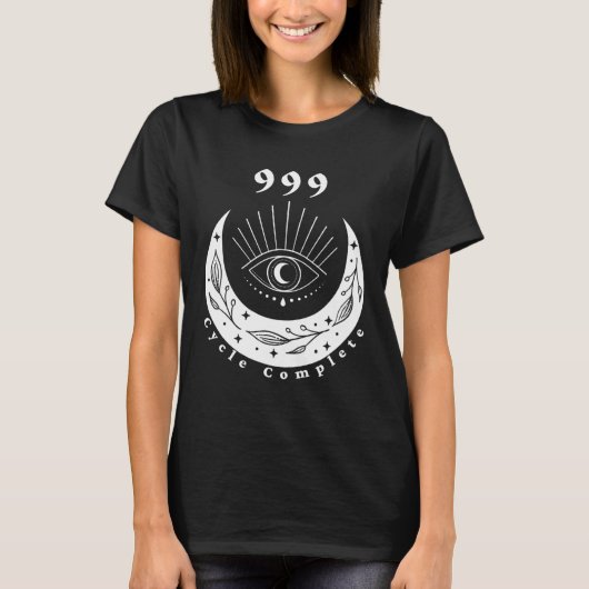 Angel Number 999 Cycle Complete The Eye Moon T-Shirt (Vorderseite)