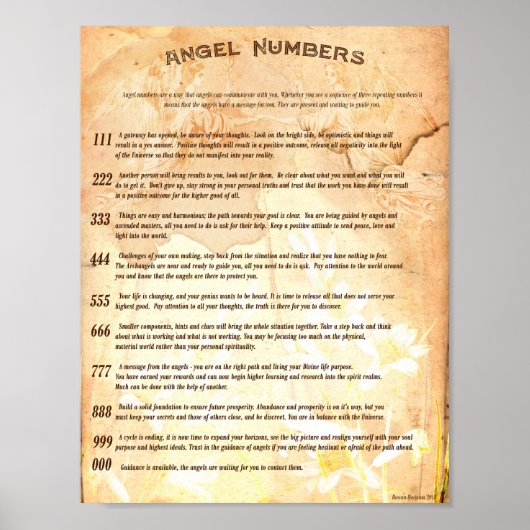 ANGEL NUMBERS POSTER (Vorne)