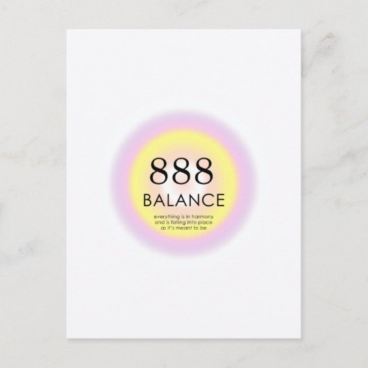 Angel Numerologie = 888 Balance Postkarte (Vorderseite)