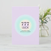 Angel Numerology 777 Luck Einladung (Stehend Vorderseite)