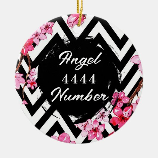 Angel Nummer "4444" Keramik Ornament (Vorne)