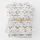 Angel of Joy Elegant Gold Weiße Perlen & Spitzen Geschenkpapier Set (Beispiel)