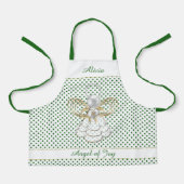 Angel of Joy Gold Filigree Christmas Green Dots Schürze (Vorderseite)