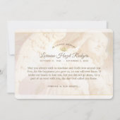 Angel of Light Memorial Beileid Dankeschön Card Einladung (Rückseite)