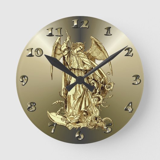 Angel of Protection Runde Wanduhr (Vorderseite)