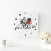 Angel Painting a Red Blume Quadratische Wanduhr (Zuhause)