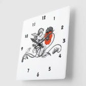 Angel Painting a Red Blume Quadratische Wanduhr (Winkel)