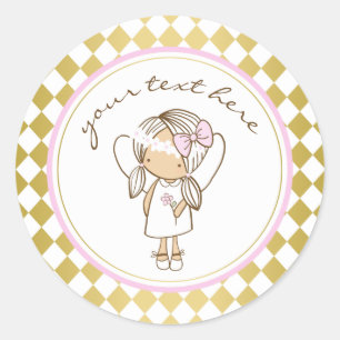 Angel Party Stickers-Gold und Rosa Runder Aufkleber