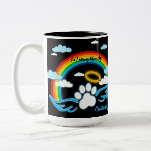 Angel Paws Rainbow Memorial Zweifarbige Tasse (Links)