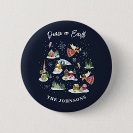 Angel Peace on Earth Christmas Button