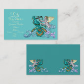 Angel & Peacock Vintage Illustration Visitenkarte (Vorne/Hinten)