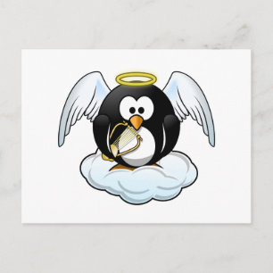 Angel Penguin auf einer Wolke Postkarte