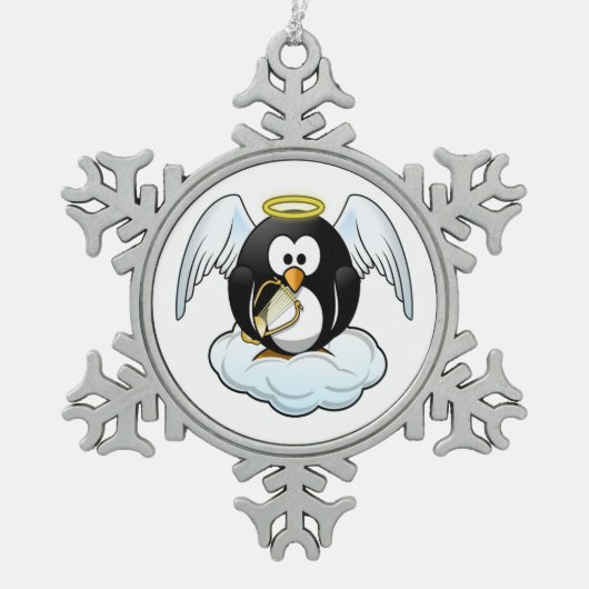 ANGEL PENGUIN SCHNEEFLOCKEN Zinn-Ornament (Vorderseite)