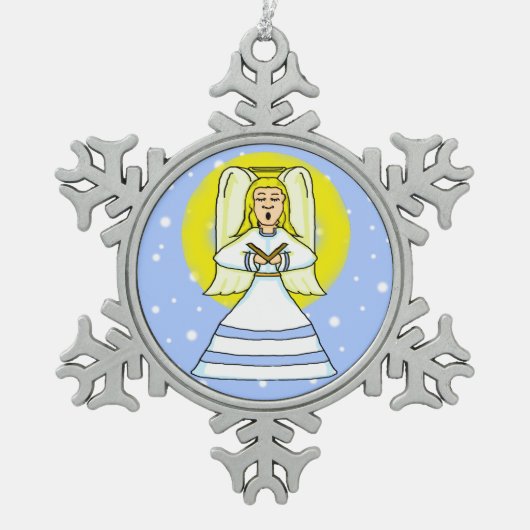 Angel Pewter Weihnachtsschmuck Schneeflocken Zinn-Ornament (Vorderseite)