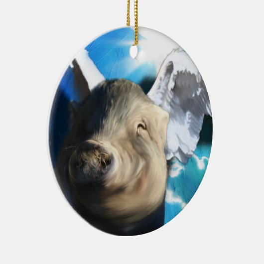 Angel Pig Keramikornament (Rechts)
