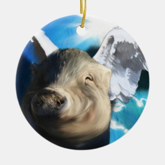 Angel Pig Keramikornament (Vorne)