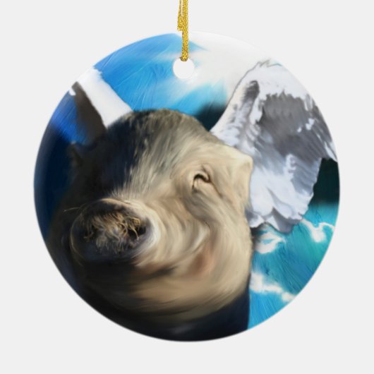 Angel Pig Keramikornament (Hinten)
