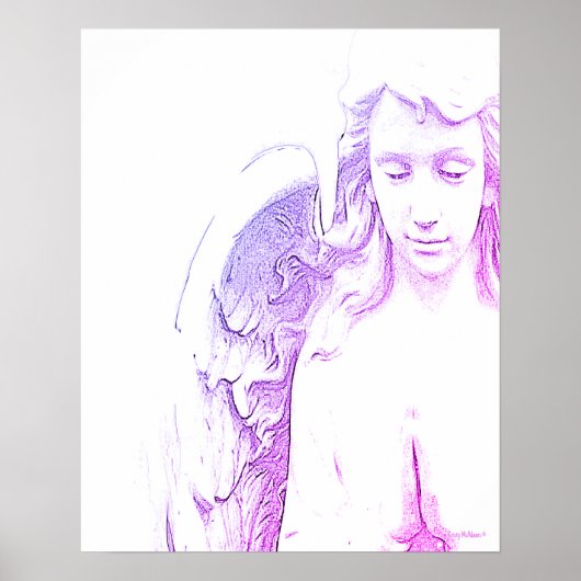 Angel Pink Lila Wings Ombre Wall Art Print Poster (Vorne)