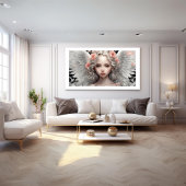 Angel Pink Roses Modernes Art Poster