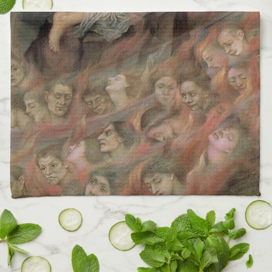 Angel Piping zu Soulen in Hell von Evelyn De Morga Geschirrtuch (Gefaltet)