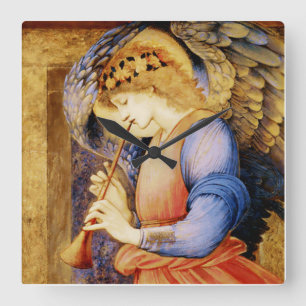 "Angel Playing a Flageolet" von Edward Burne Jones Quadratische Wanduhr